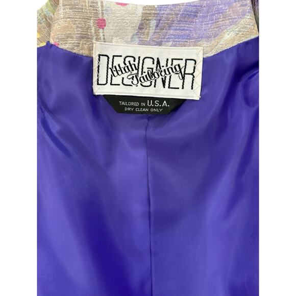 Vtg 80s Utah Tailoring Designer Skirt Suit Pastel Brocade Purple Business Event - Picture 12 of 16